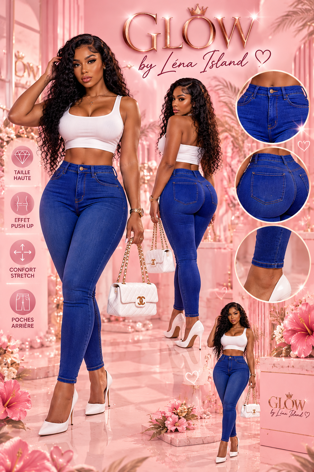 👖 Jean Sculptant Taille Haute « Peach Butt » 🍑✨