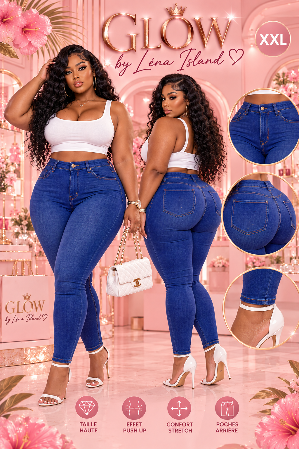 👖 Jean Sculptant Taille Haute « Peach Butt » 🍑✨
