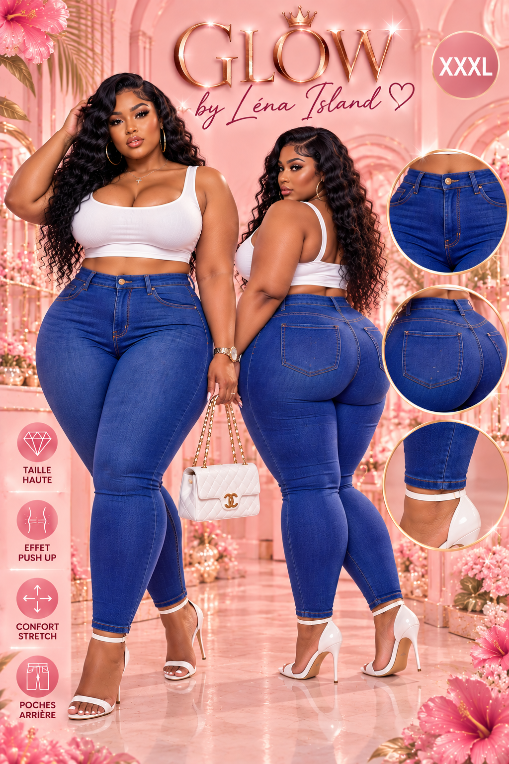 👖 Jean Sculptant Taille Haute « Peach Butt » 🍑✨
