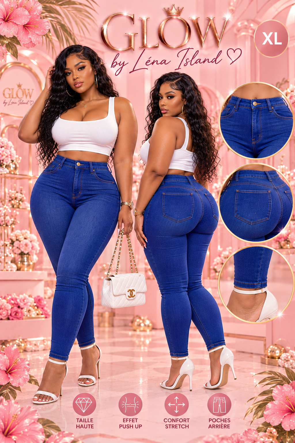 👖 Jean Sculptant Taille Haute « Peach Butt » 🍑✨