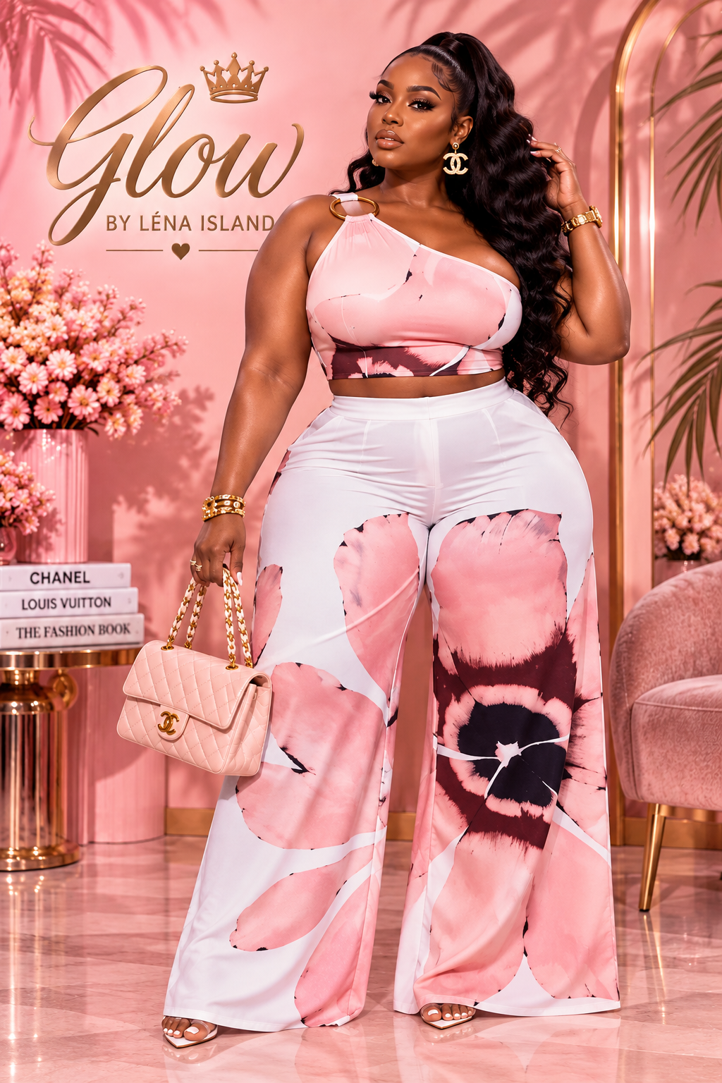 Ensemble Floral Chic & Estival – Crop Top Asymétrique & Pantalon Fluide 🌺✨