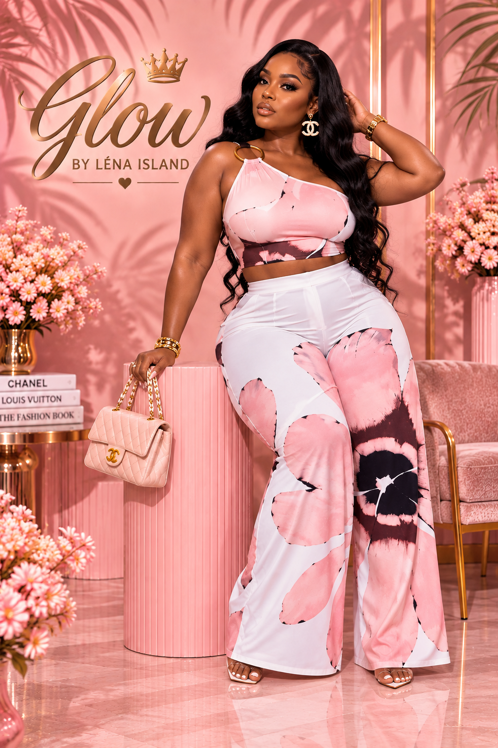 Ensemble Floral Chic & Estival – Crop Top Asymétrique & Pantalon Fluide 🌺✨