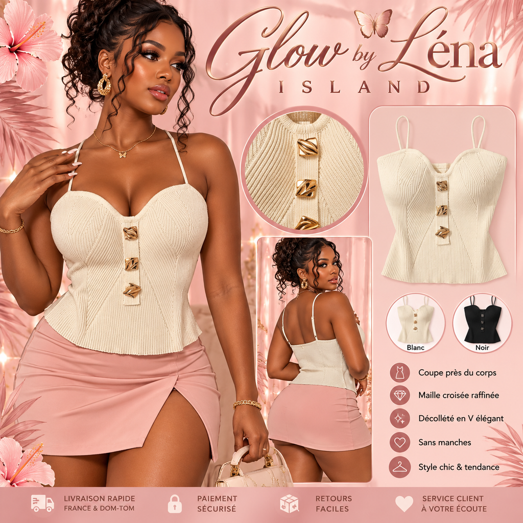 🦋 Débardeur Croisé Chic & Sexy – Style Français 🤍✨ 🦋