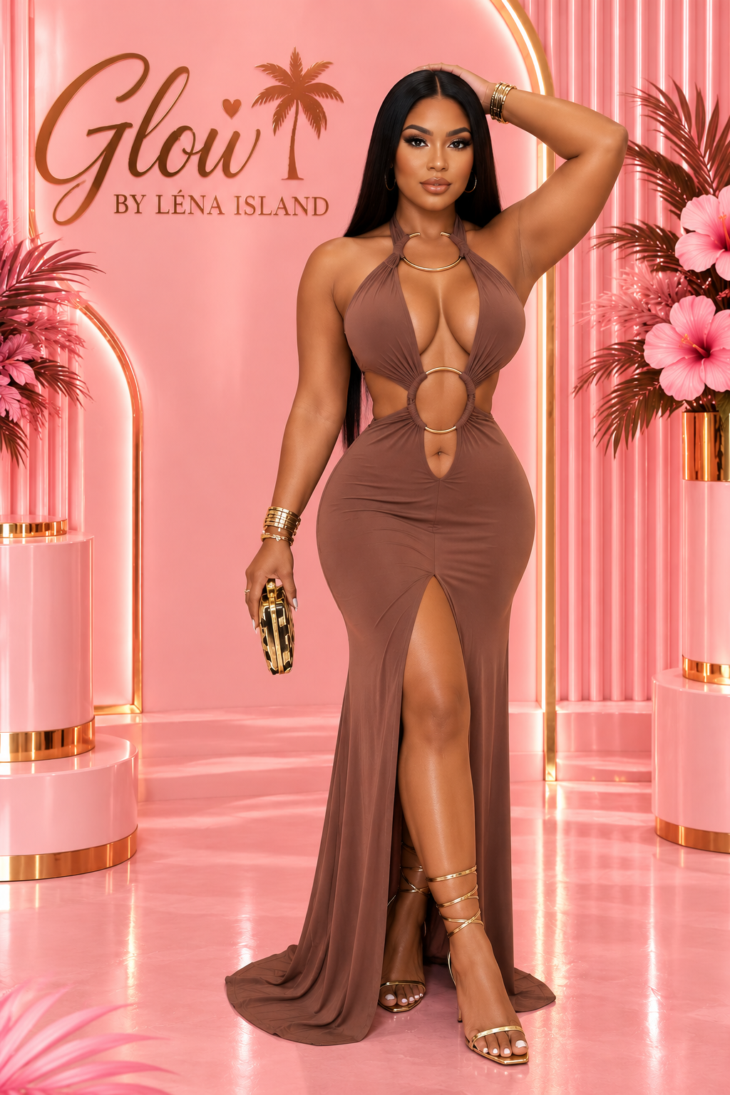 🤎🖤 Robe Maxi « Élégance Fendue » — Dos Nu & Glamour
