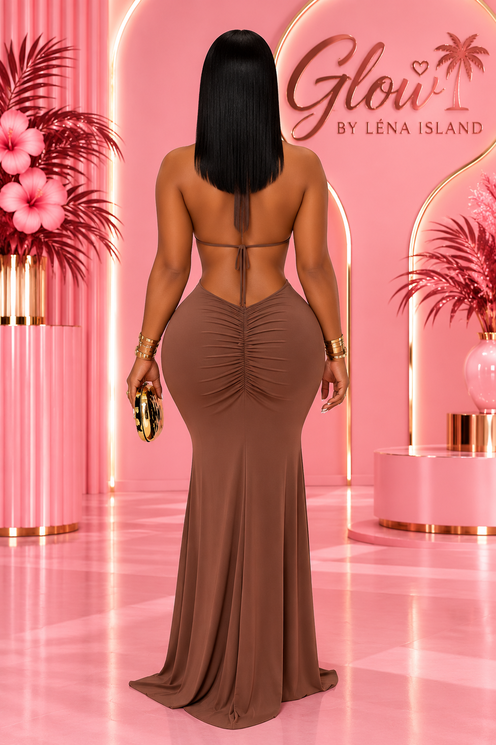 🤎🖤 Robe Maxi « Élégance Fendue » — Dos Nu & Glamour