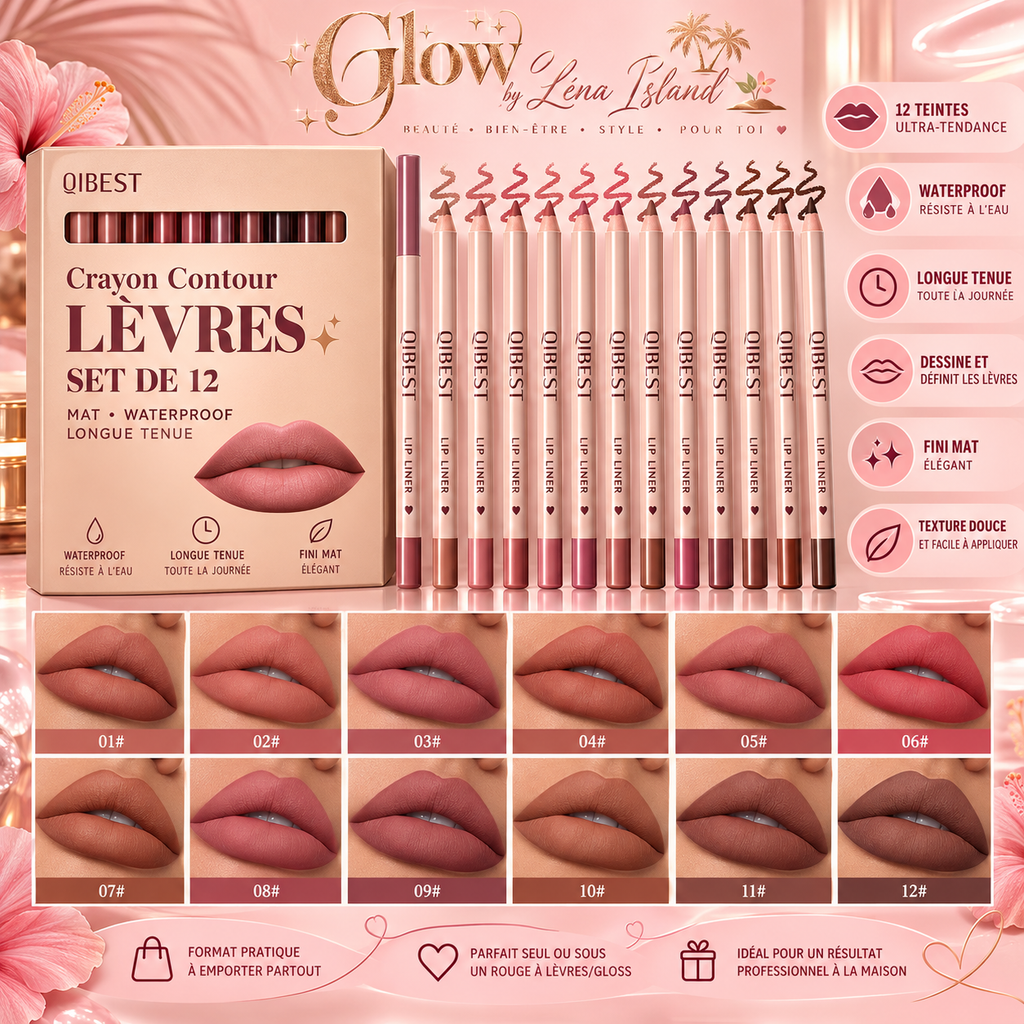 ✨ Crayon Contour Lèvres Mat Waterproof – 12 Teintes 💋