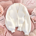🤍✨ Gilet Femme Blanc Élégant à Col V – Cardigan Chic & Tendance 🤍🦋
