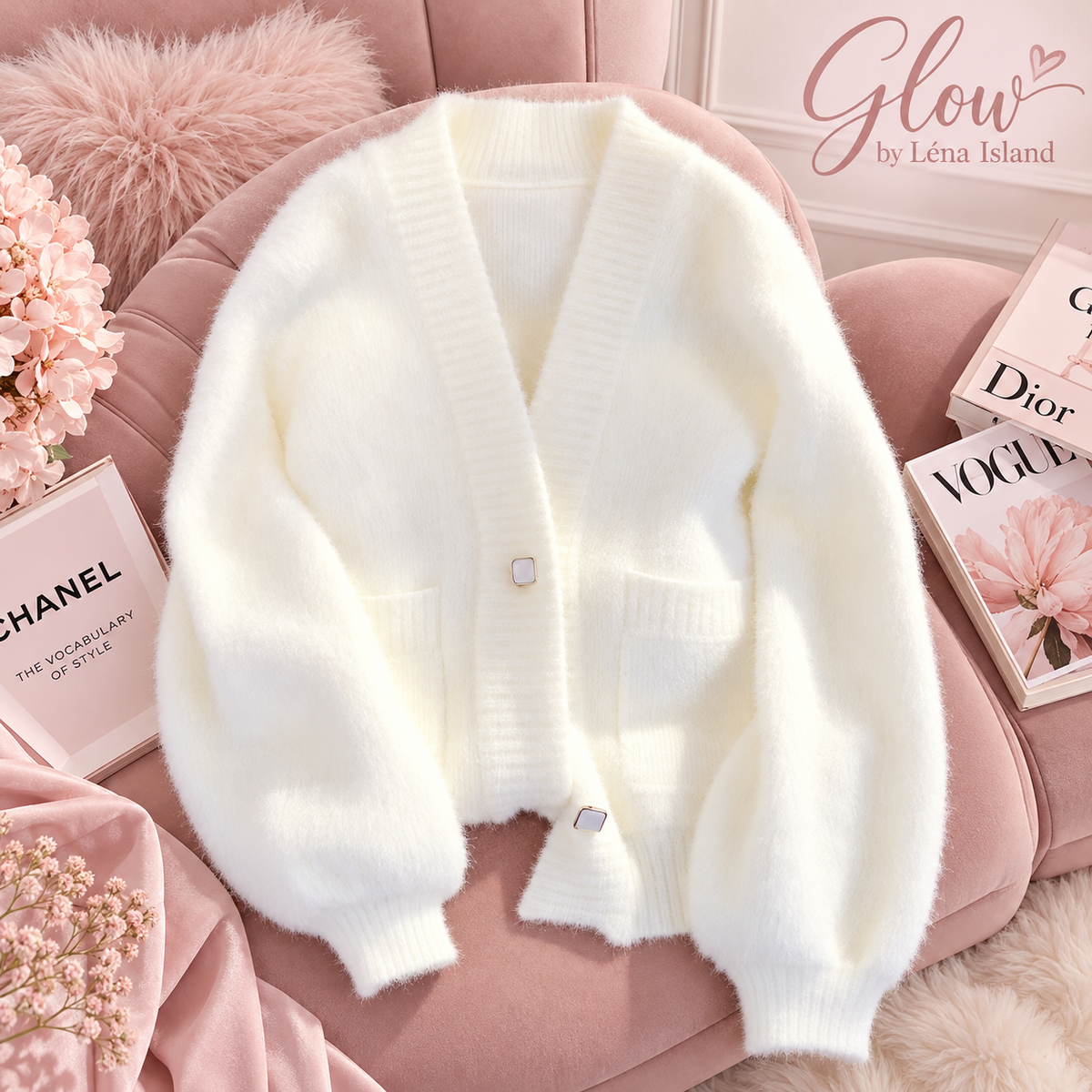 🤍✨ Gilet Femme Blanc Élégant à Col V – Cardigan Chic & Tendance 🤍🦋