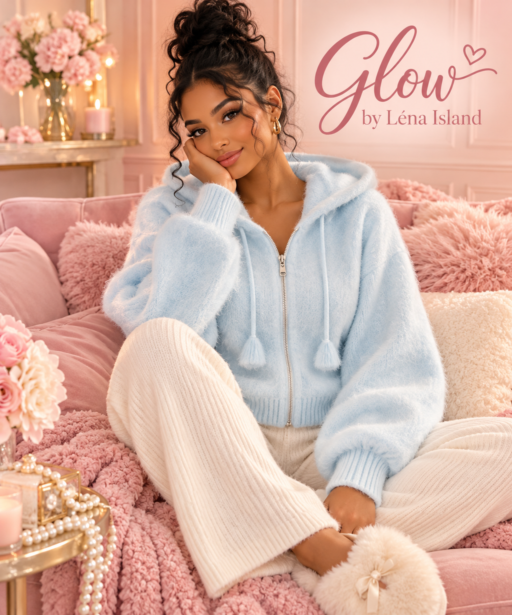 🩵✨Pull Femme Bleu à Capuche avec Fermeture Zippée – Style Cocooning & Tendance 🦋