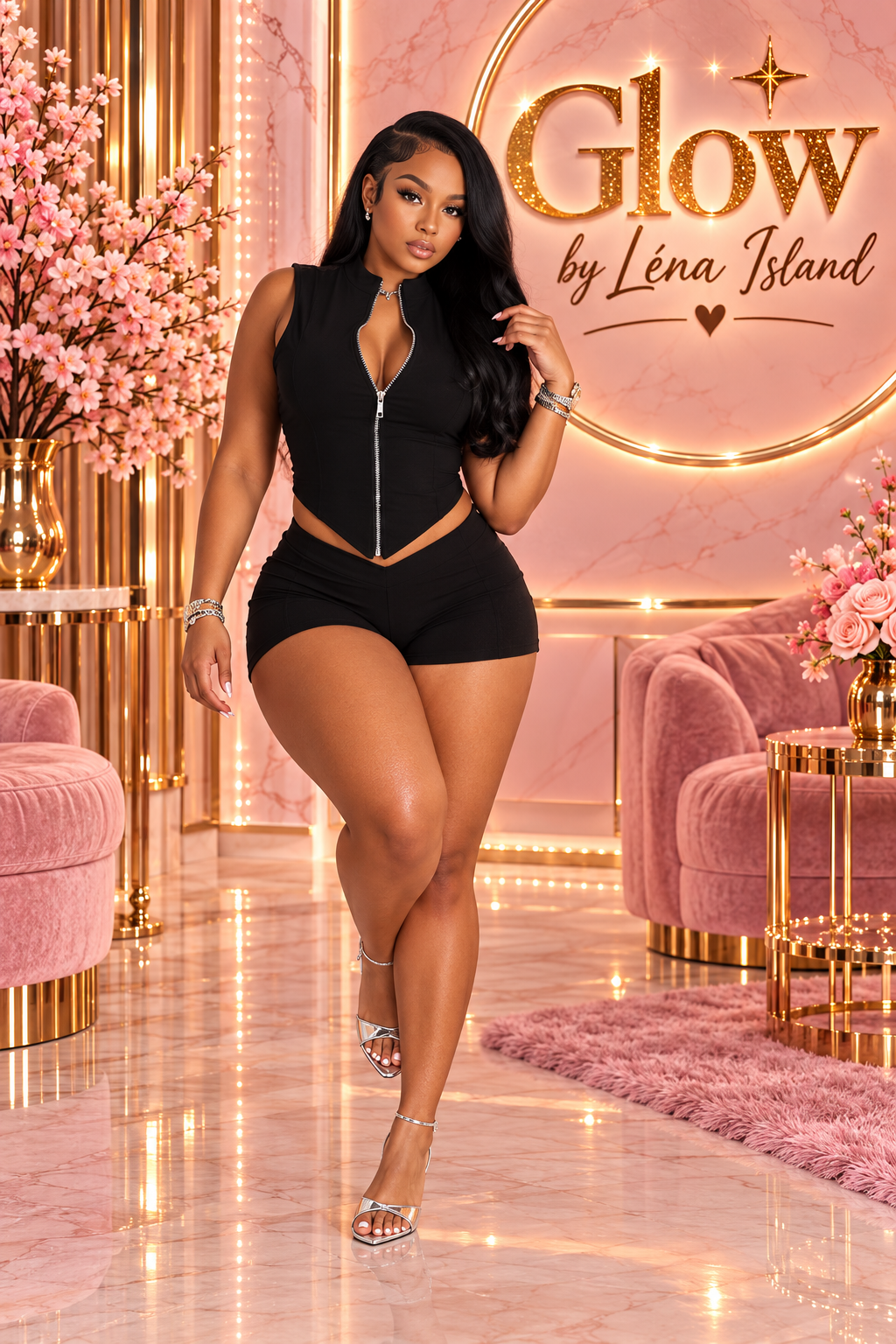 🍑 Ensemble 2 Pièces Femme – Veste Zippée & Short Chic 💕