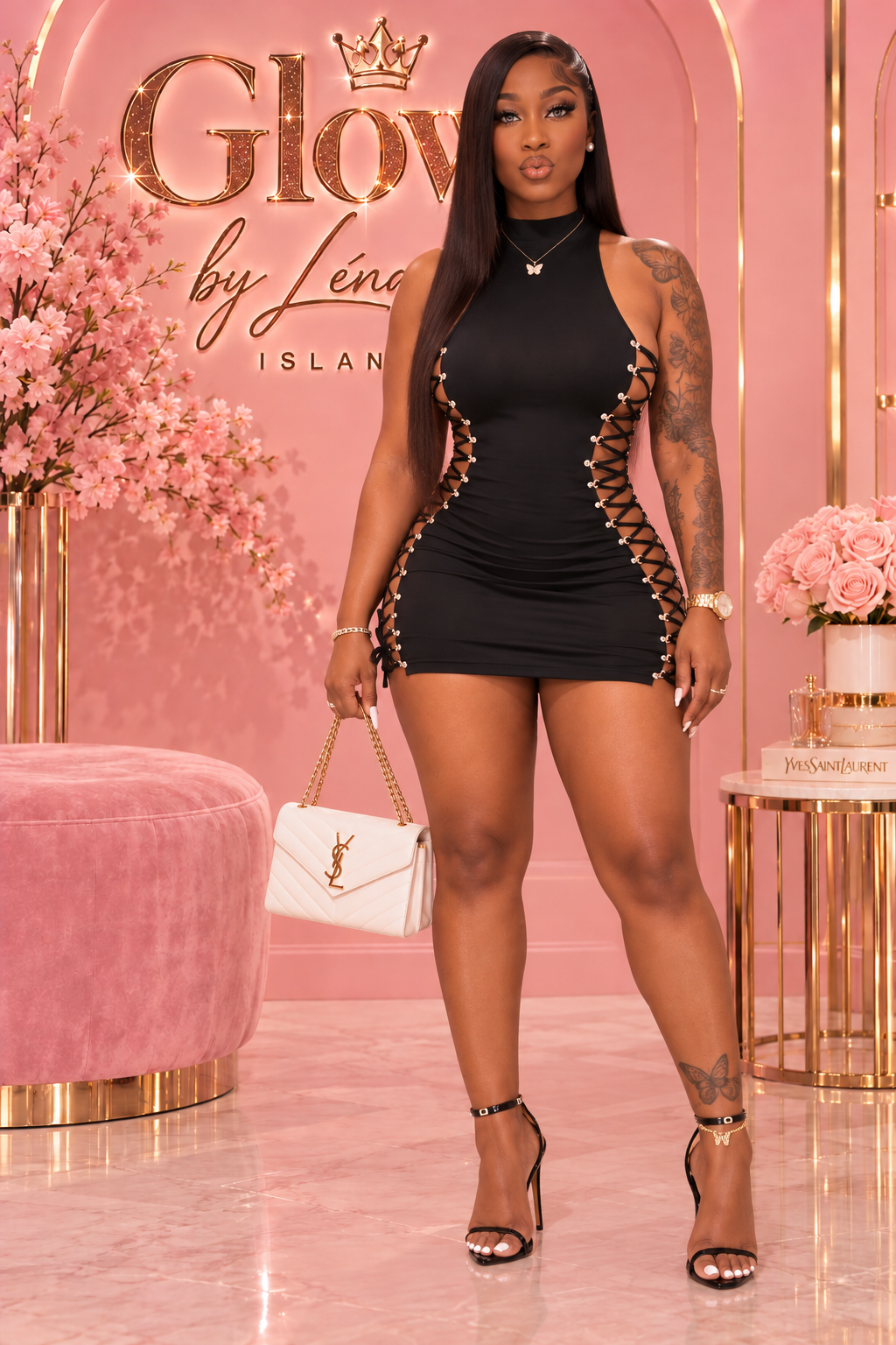 🖤 Robe Noire Sexy à Lacets – Épaules Dénudées & Coupe Moulante 🔥👗