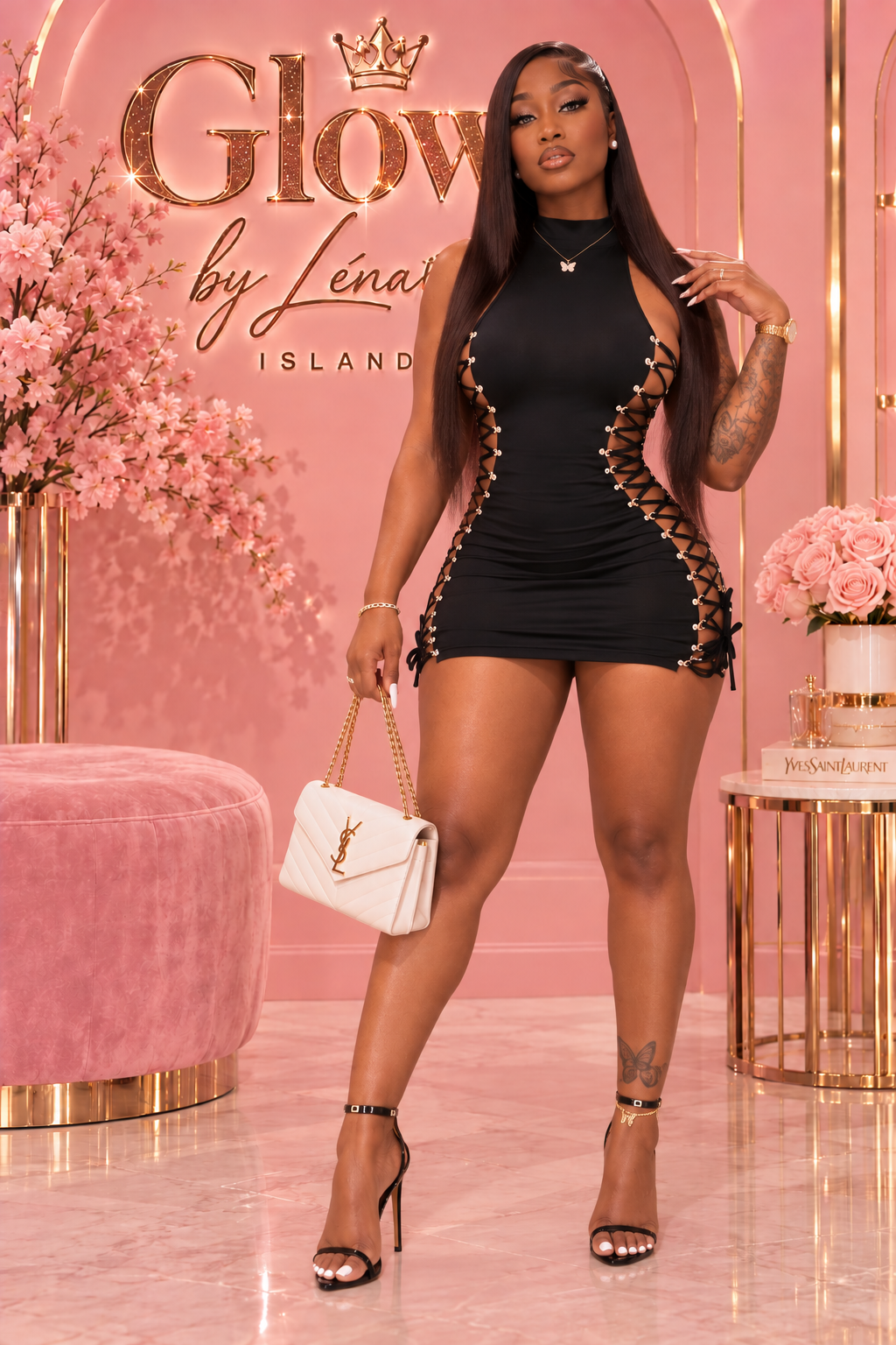 🖤 Robe Noire Sexy à Lacets – Épaules Dénudées & Coupe Moulante 🔥👗