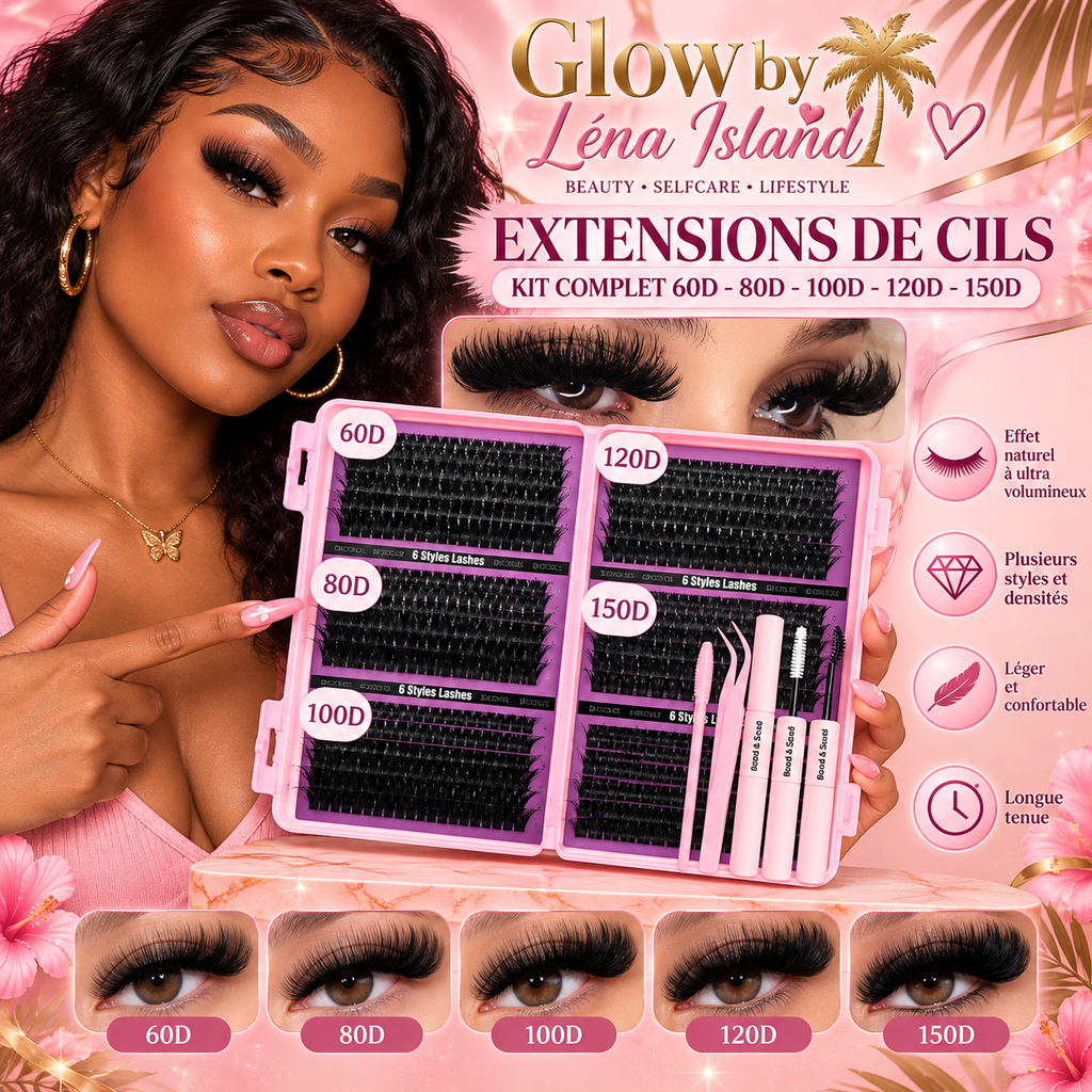 🦋 Kit de Faux Cils DIY – Extensions en Bouquet Effet Glamour & Regard de Chat 🐱👁️💖