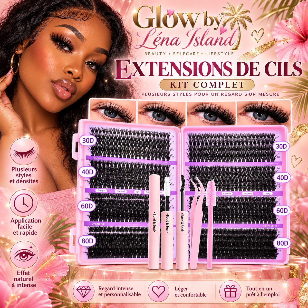 🦋 Kit de Faux Cils DIY – Extensions en Bouquet Effet Glamour & Regard de Chat 🐱👁️💖