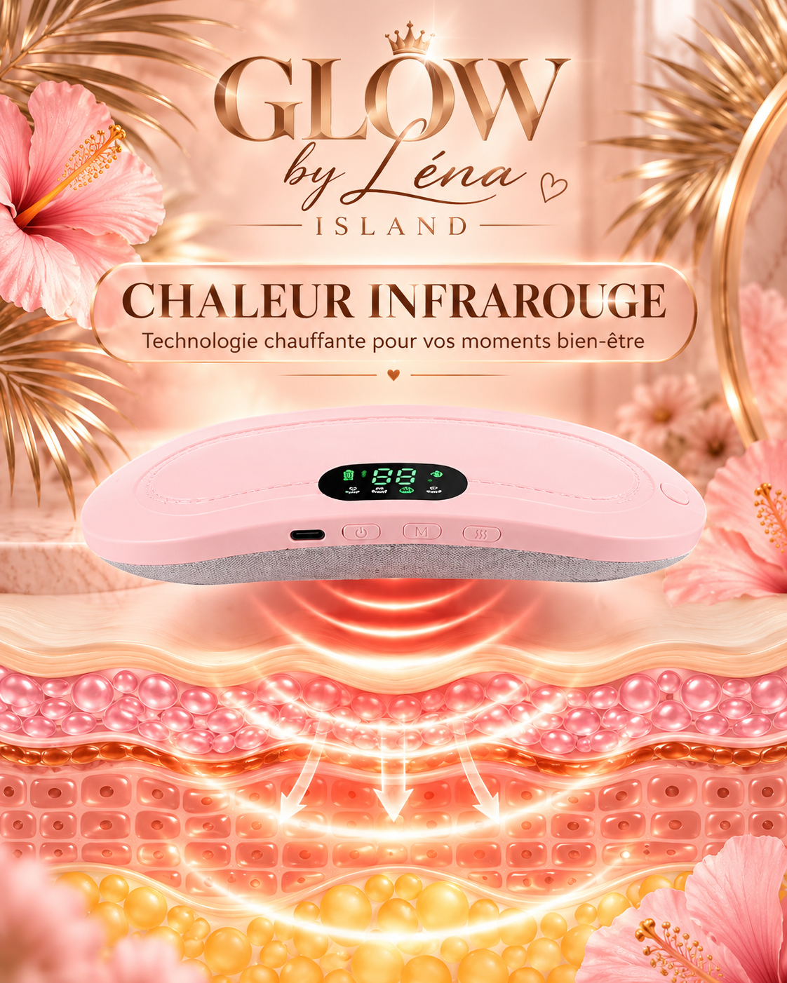 🌸 Ceinture de Massage Chauffante Vibrante Anti-Crampes Menstruelles 💗