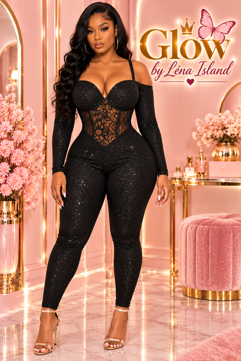 ✨ Combinaison Femme Sexy – Jumpsuit Sculptante en Dentelle 🖤🦋