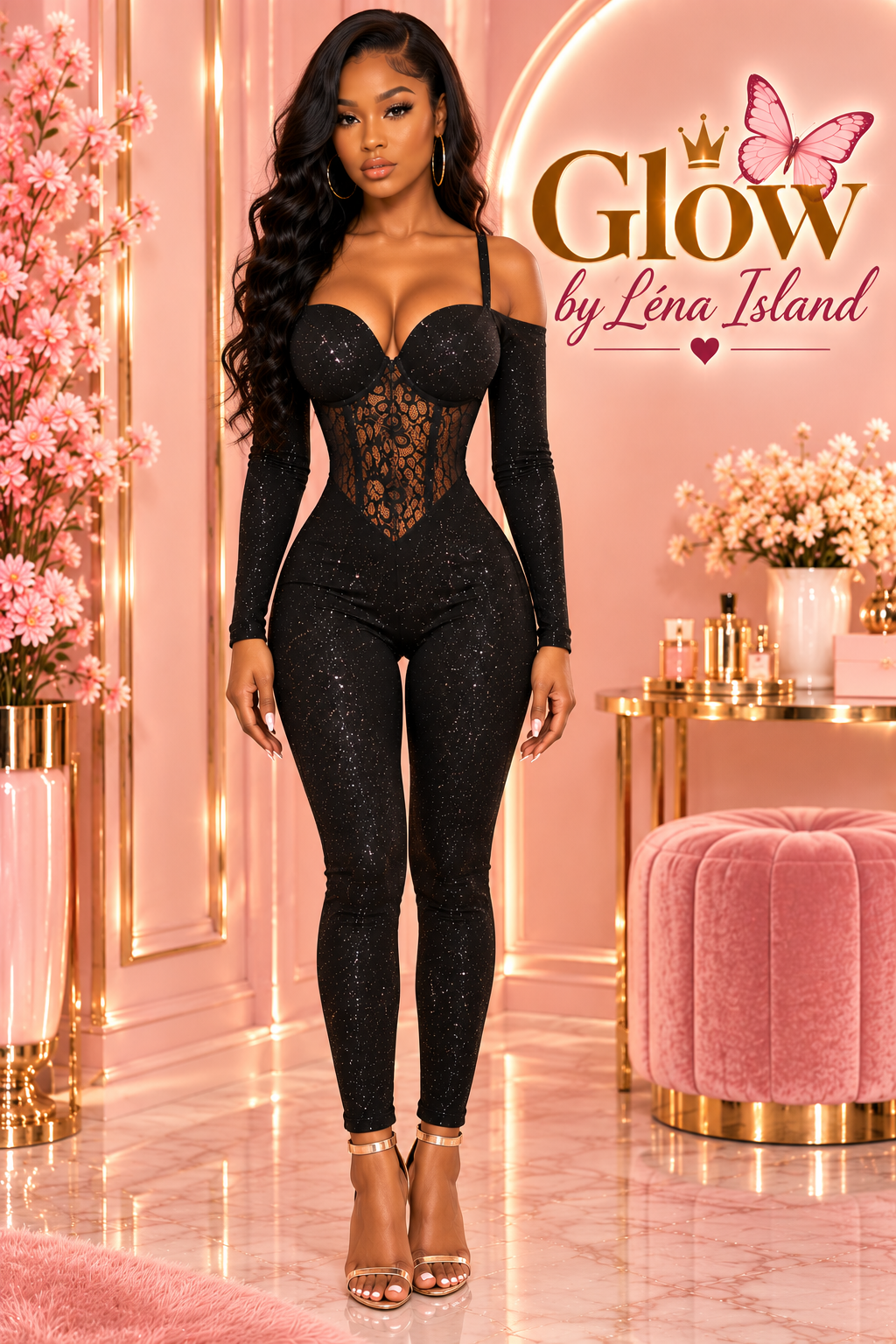 ✨ Combinaison Femme Sexy – Jumpsuit Sculptante en Dentelle 🖤🦋