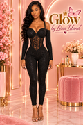 ✨ Combinaison Femme Sexy – Jumpsuit Sculptante en Dentelle 🖤🦋