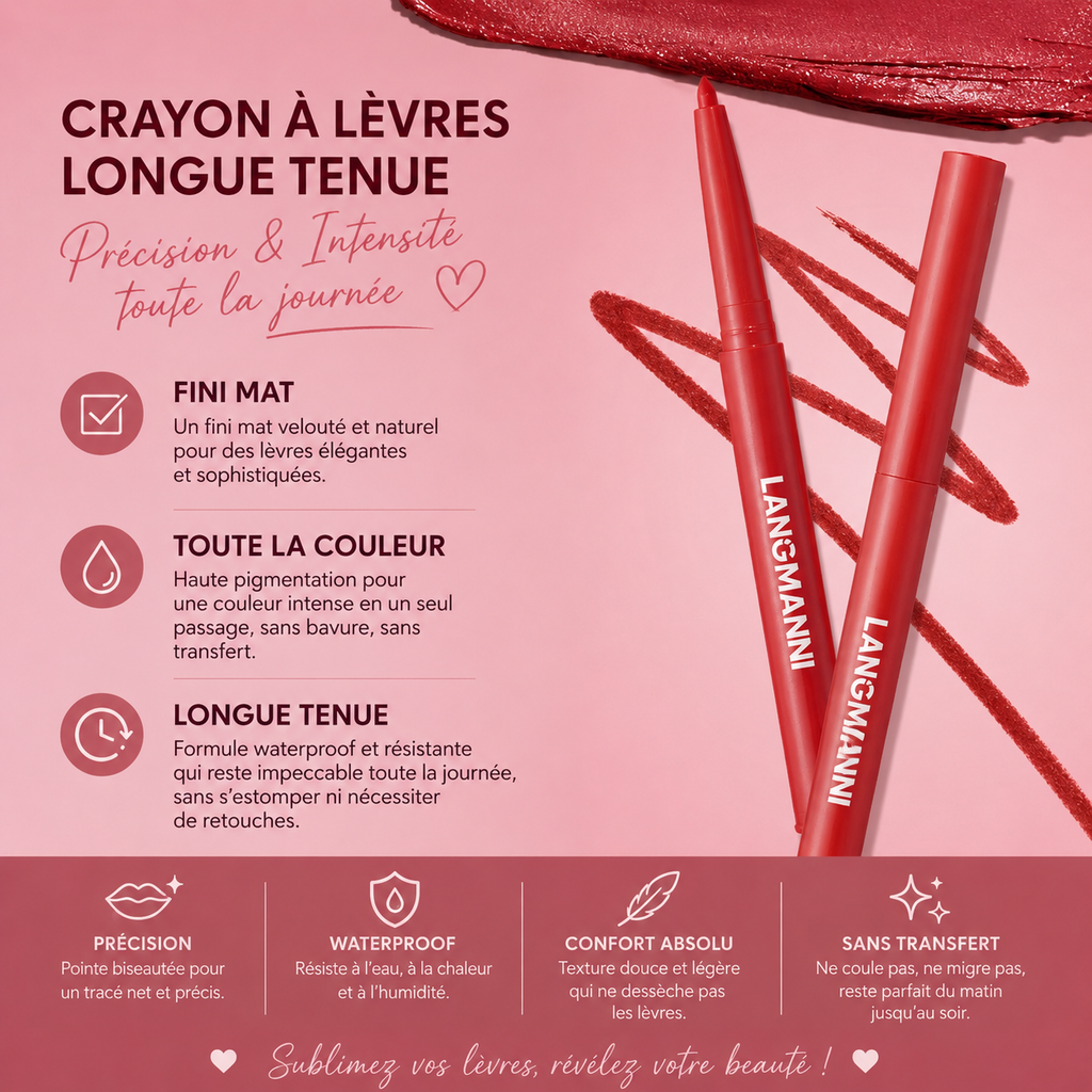 Integrated waterproof lipliner+lipstick lipstick lipstick set,no smudge,no fade,no cup,durable,easy to create a perfect makeup!