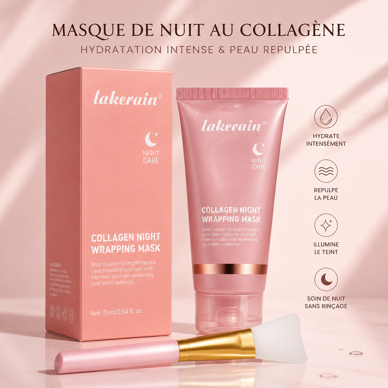 🌙 Masque de Nuit au Collagène – Hydratation Intense & Peau Repulpée ✨