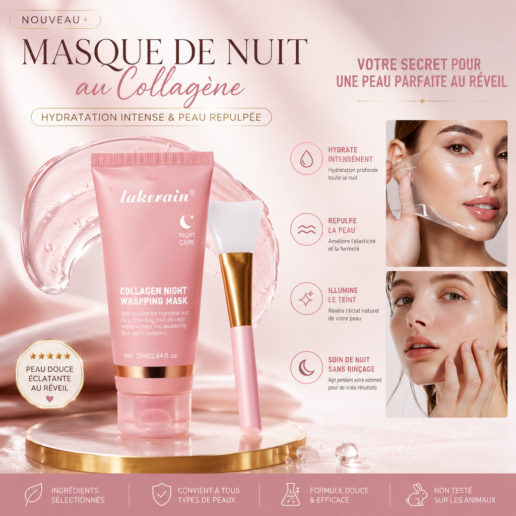 🌙 Masque de Nuit au Collagène – Hydratation Intense & Peau Repulpée ✨