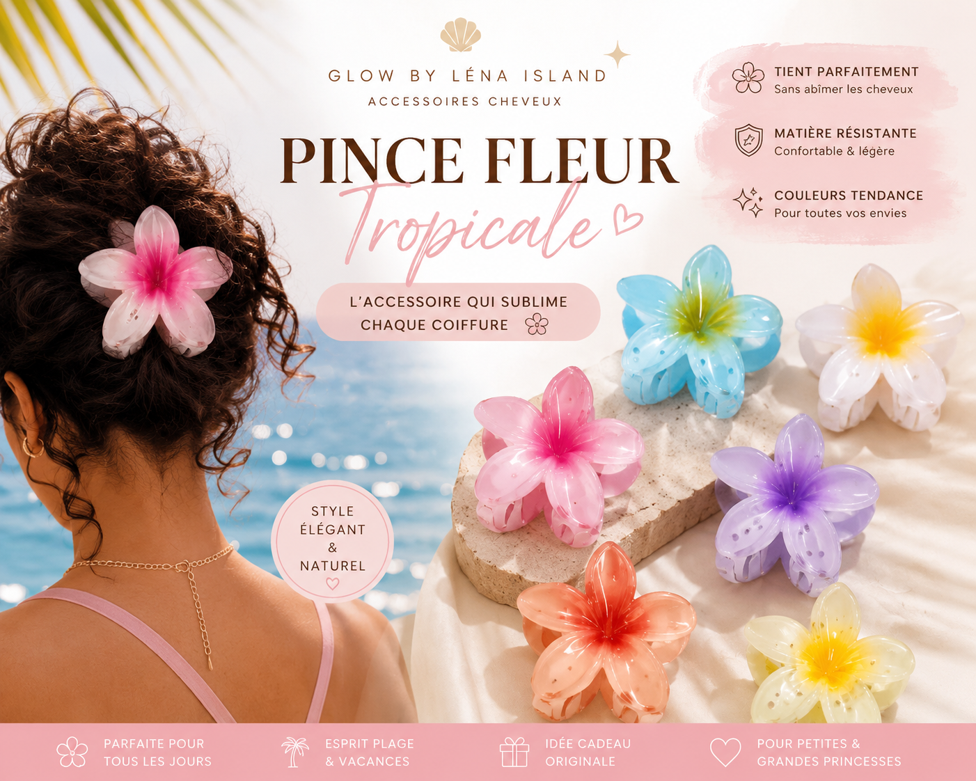 🌺 Pince Fleur Hawaïenne – L’Accessoire Tendance de l’Été ✨