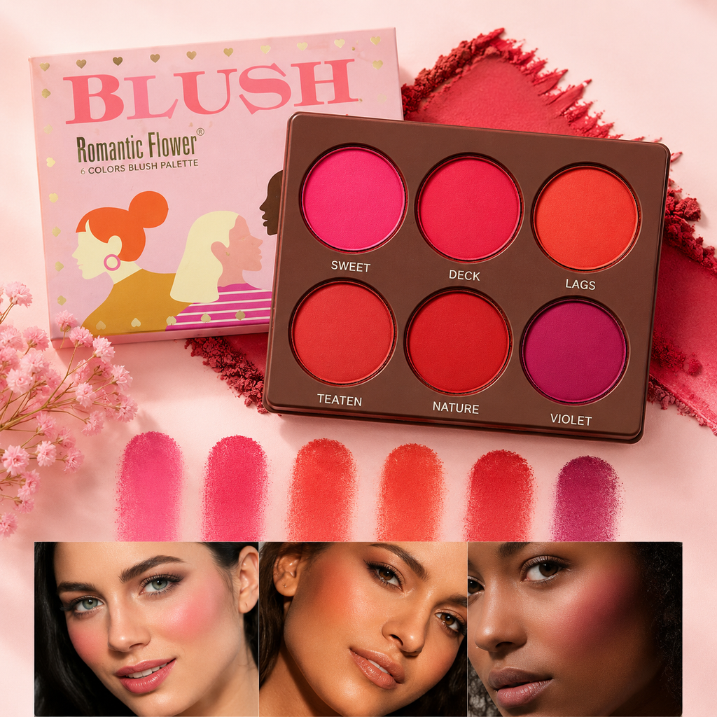 💕🌺 Palette Blush Professionnelle – 6 Couleurs Ultra Pigmentées ✨