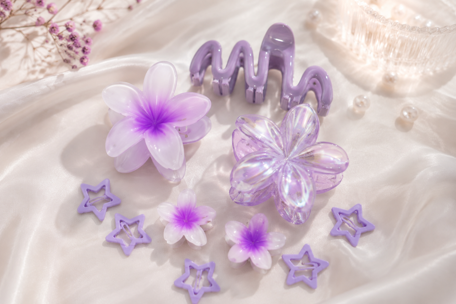 🌸Lot de 10 Barrettes Fleuries – Pinces à Cheveux Tendance | Style Élégant & Estival
