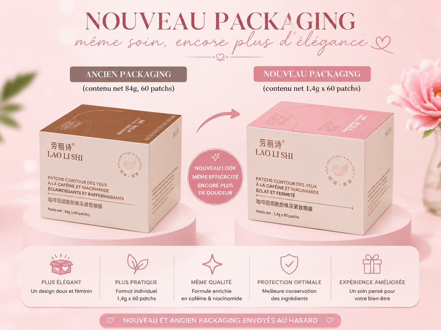 ✨ Patchs Contour des Yeux Caféine & Niacinamide – 60 Patchs Anti-Cernes & Anti-Poches