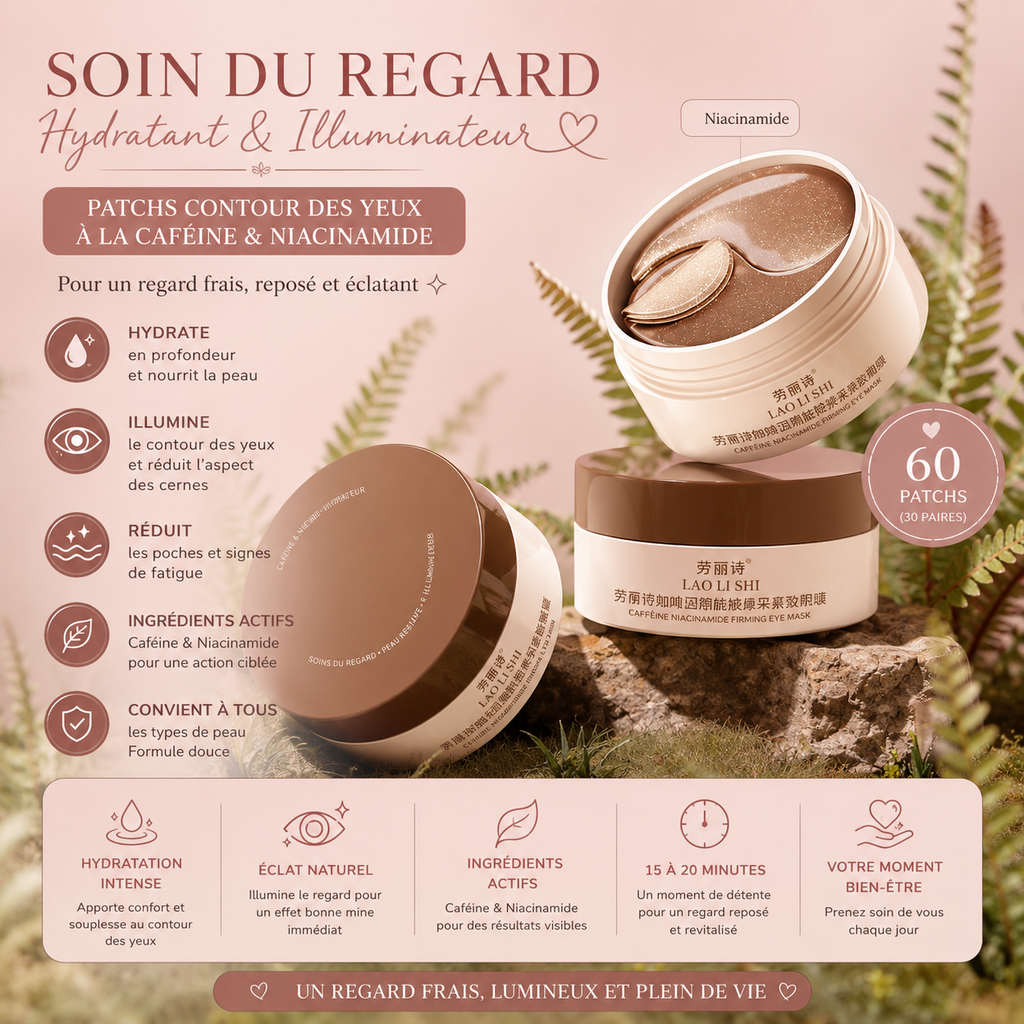 ✨ Patchs Contour des Yeux Caféine & Niacinamide – 60 Patchs Anti-Cernes & Anti-Poches