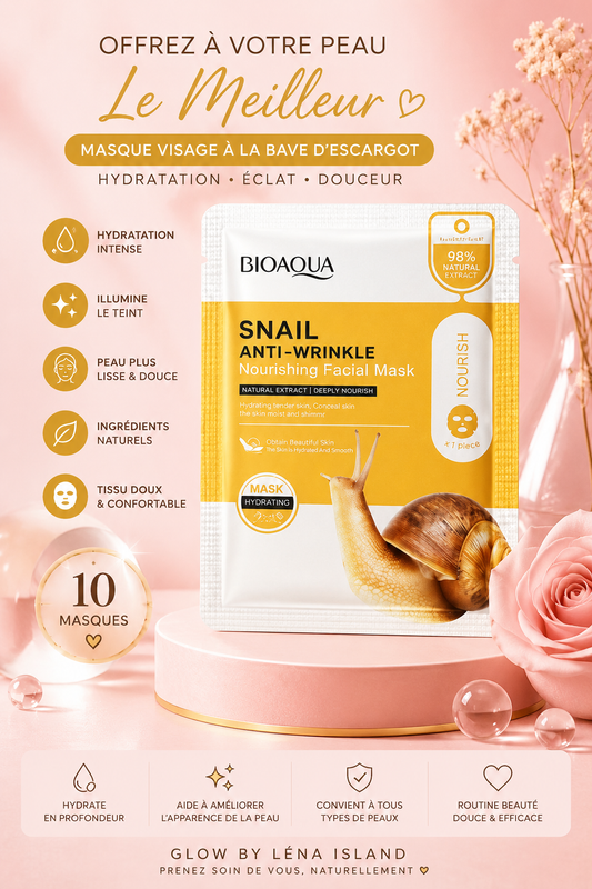 🐌 Masque Visage à la Bave d’Escargot | Hydratation Intense & Peau Éclatante 💛