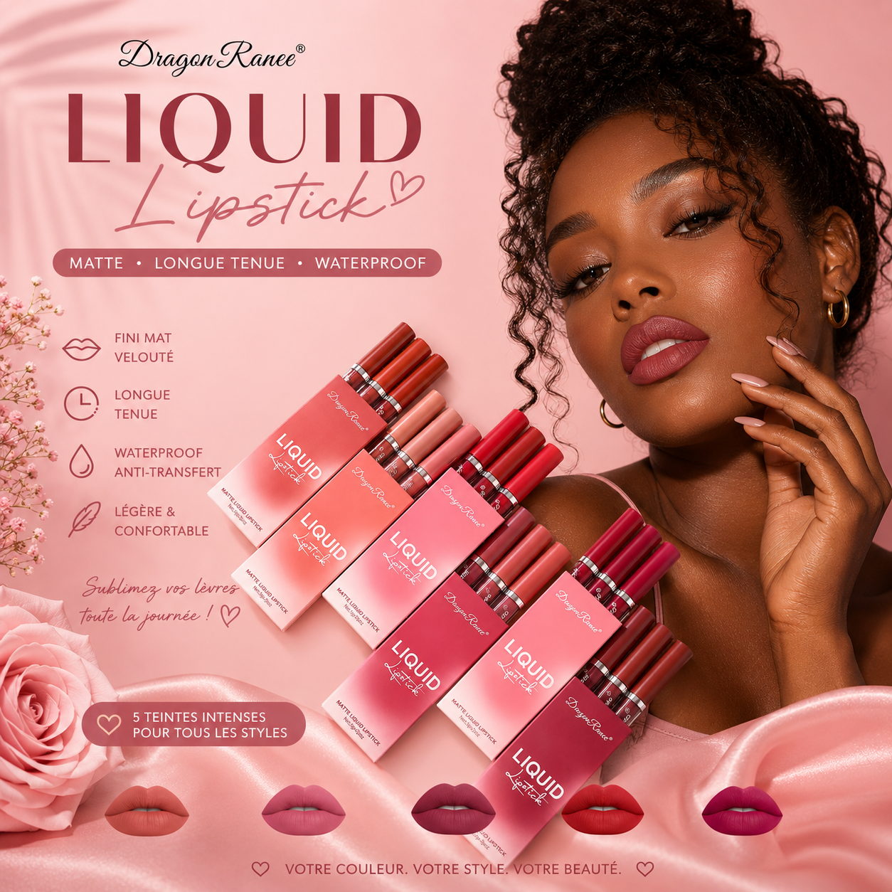 💄✨ Coffret de 3 Rouges à Lèvres Liquides Mats Longue Tenue 💋