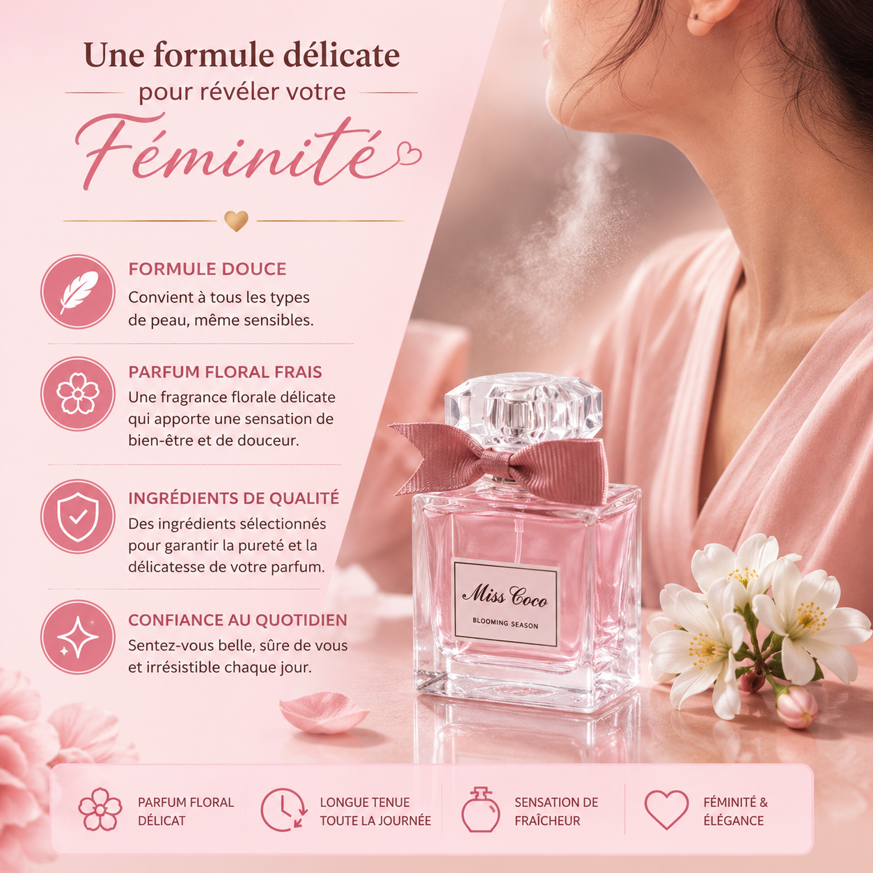 🌸 Sweetheart Bloom – Parfum Floral Longue Tenue 50 ml 💖