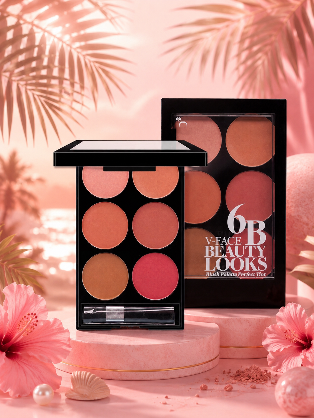 🌸 Palette Blush & Contouring 6 Couleurs – Teint Naturel & Lumineux ✨