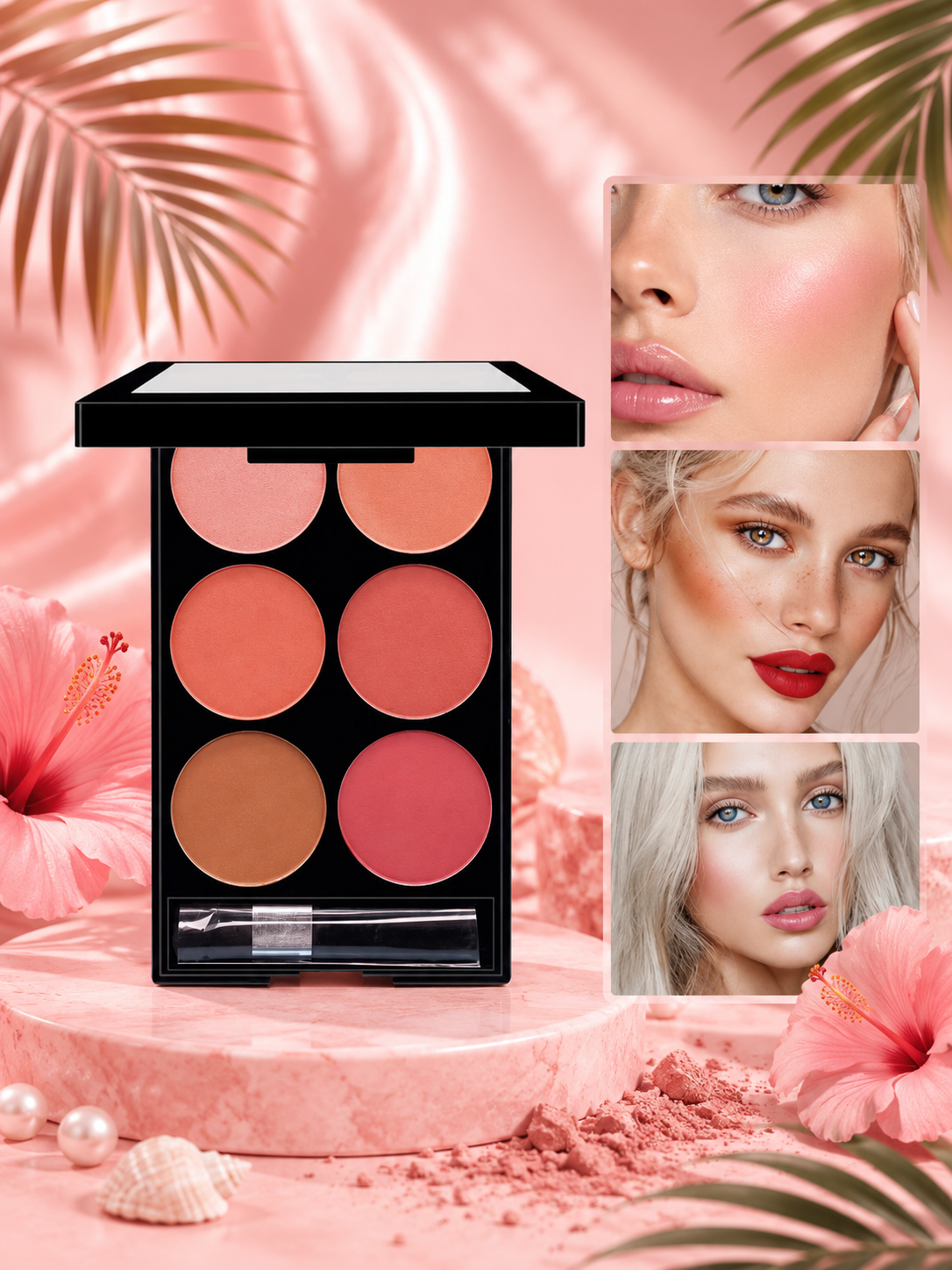 🌸 Palette Blush & Contouring 6 Couleurs – Teint Naturel & Lumineux ✨
