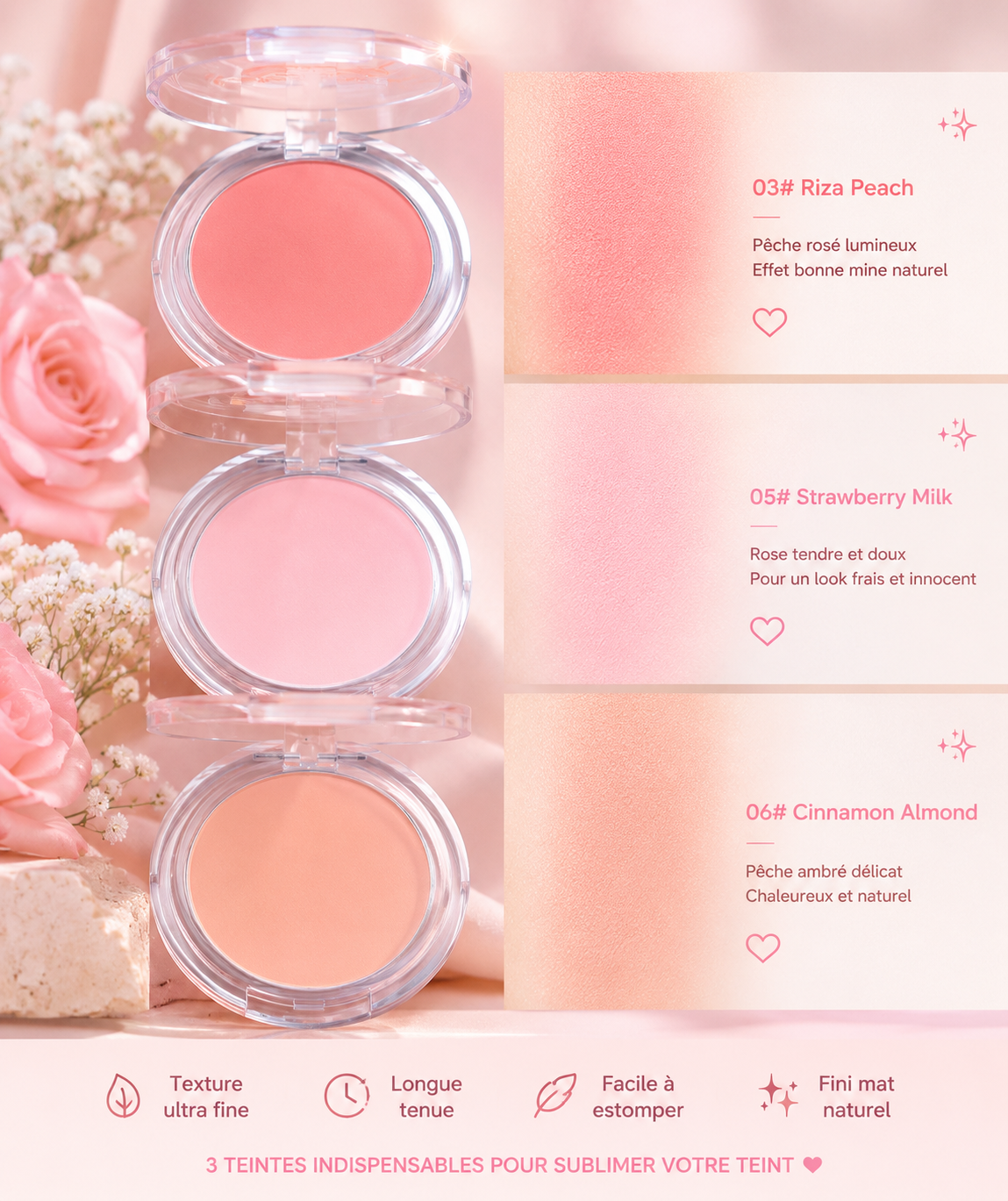 🌸 Blush Velours Mat – Effet Bonne Mine Naturel