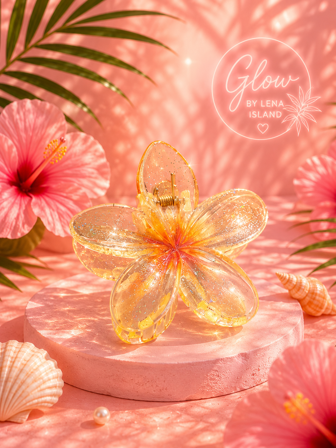 🌸 Pince Fleur Cristal Pailletée ✨ | Élégance Tropicale