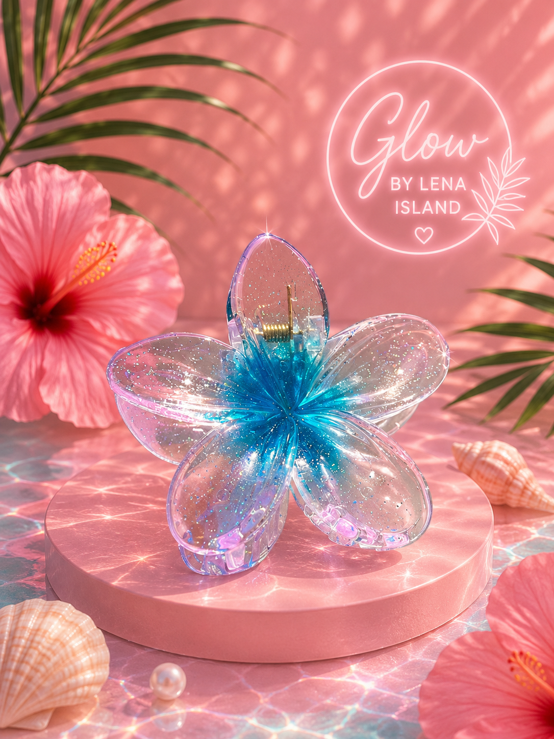🌸 Pince Fleur Cristal Pailletée ✨ | Élégance Tropicale