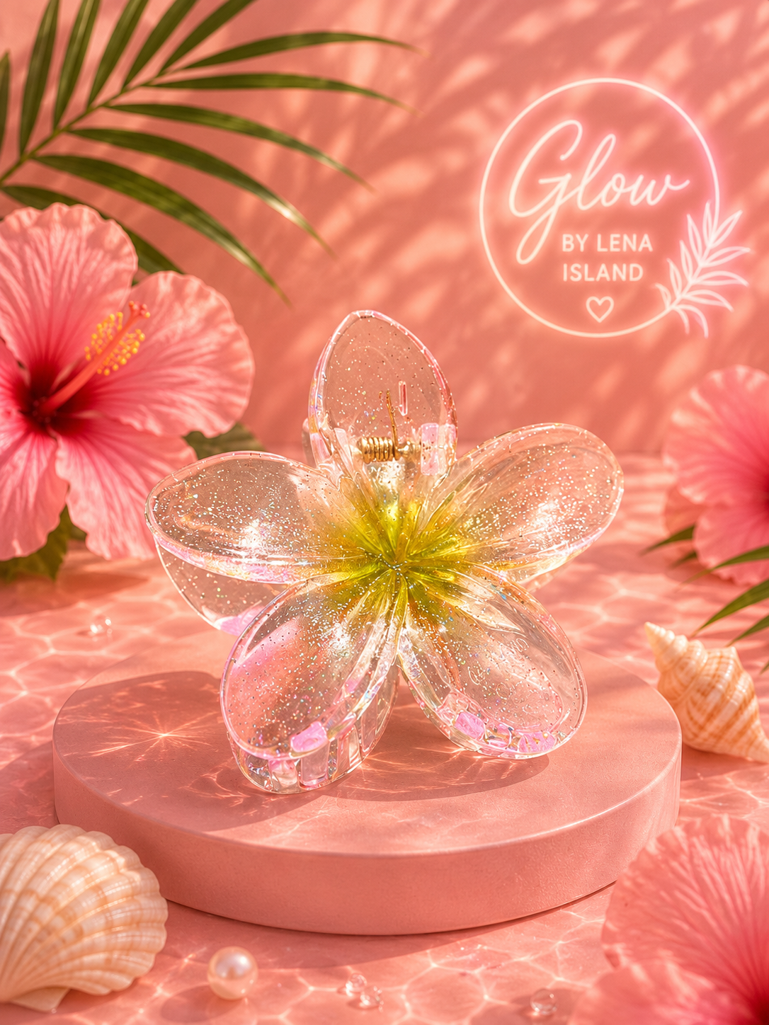 🌸 Pince Fleur Cristal Pailletée ✨ | Élégance Tropicale