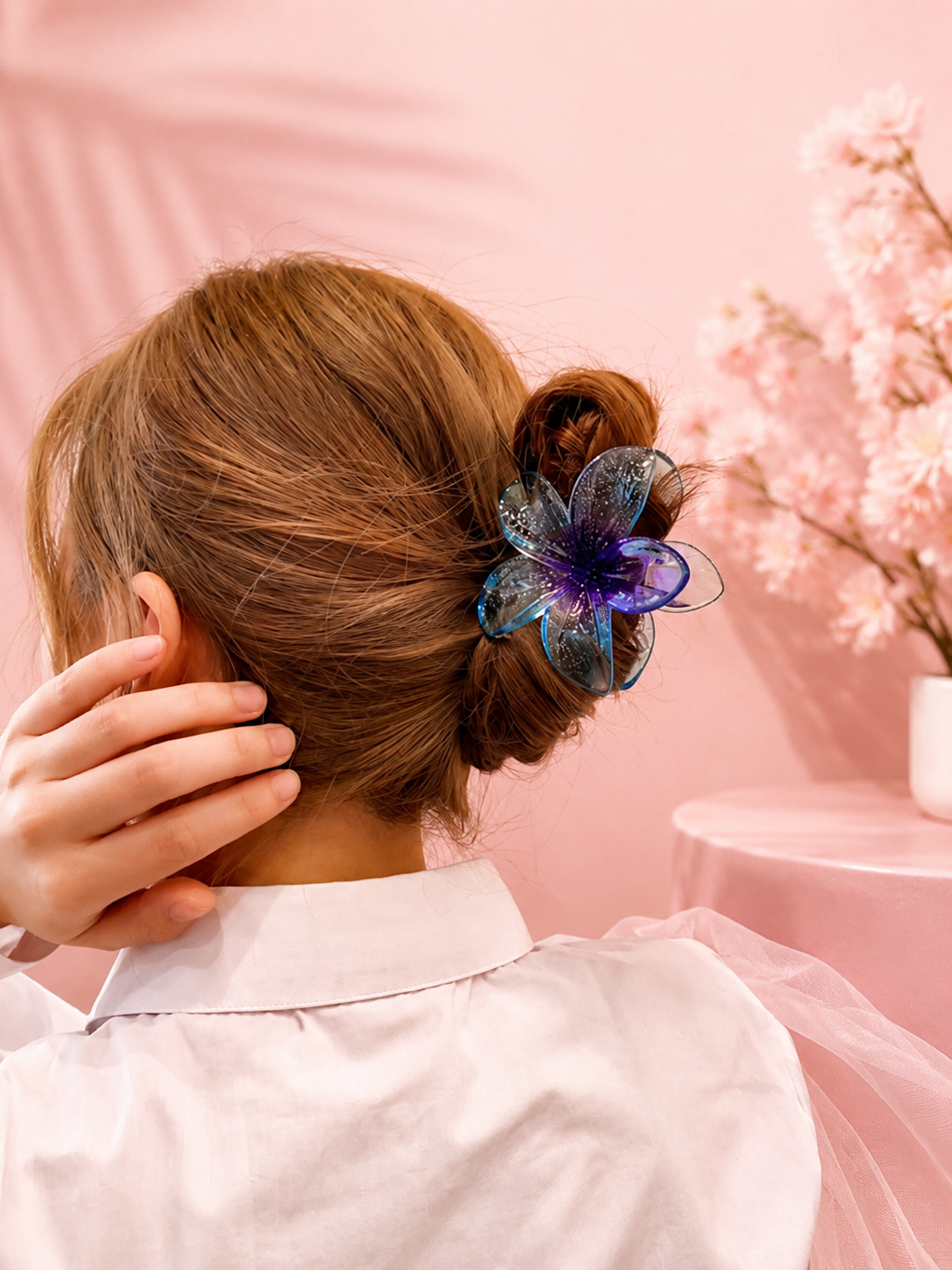 🌸 Pince Fleur Cristal Pailletée ✨ | Élégance Tropicale