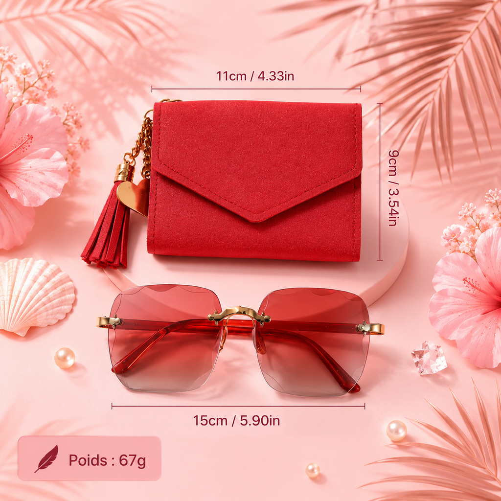 ✨ Coffret Élégance Femme – Montre, Portefeuille & Lunettes de Soleil 3-en-1