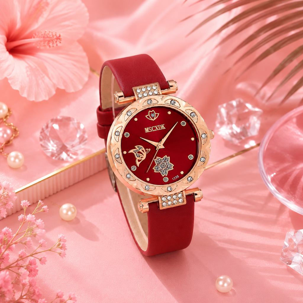 ✨ Coffret Élégance Femme – Montre, Portefeuille & Lunettes de Soleil 3-en-1