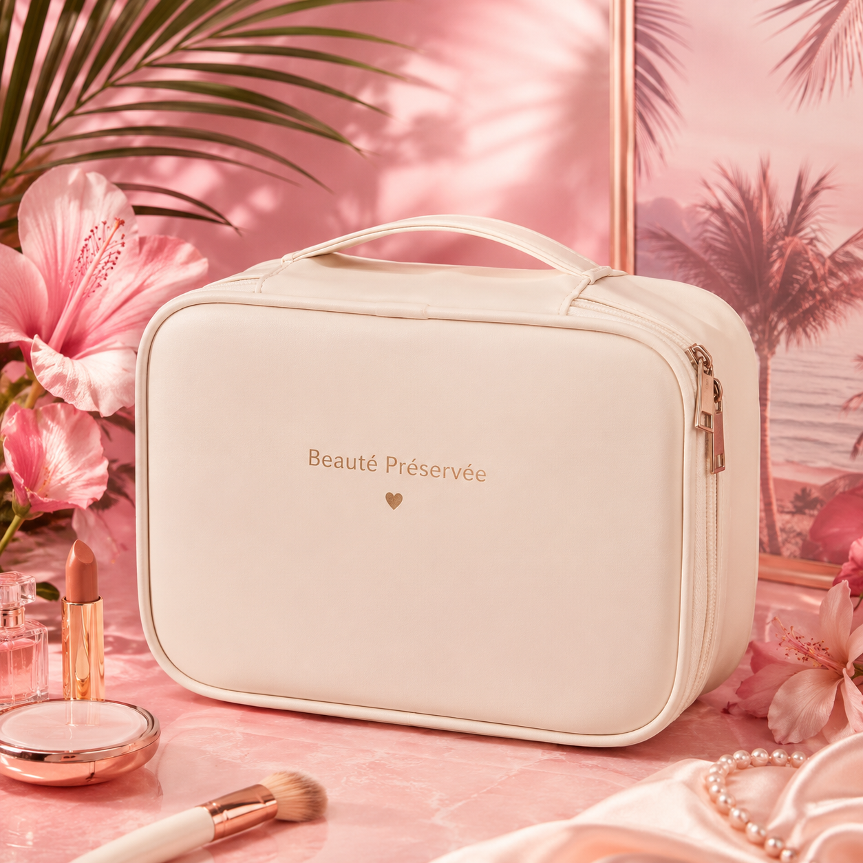 🧳 Trousse de Maquillage Grand Format Étanche ✨ | Organisateur de Voyage Élégant