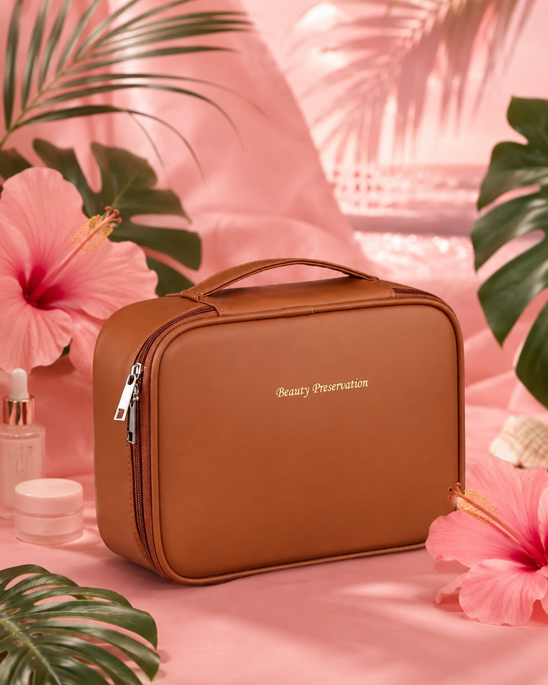 🧳 Trousse de Maquillage Grand Format Étanche ✨ | Organisateur de Voyage Élégant