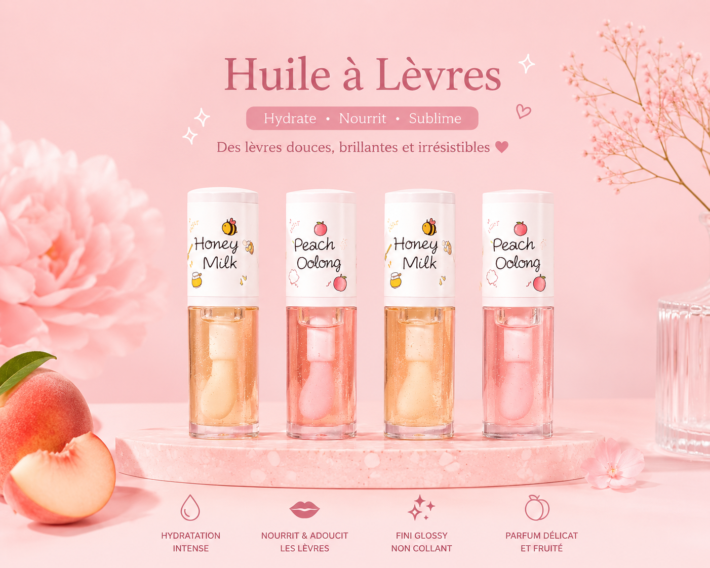 ✨ Gloss Coréen Repulpant Hydratant – Brillance Miroir & Lèvres Ultra Douces 💋