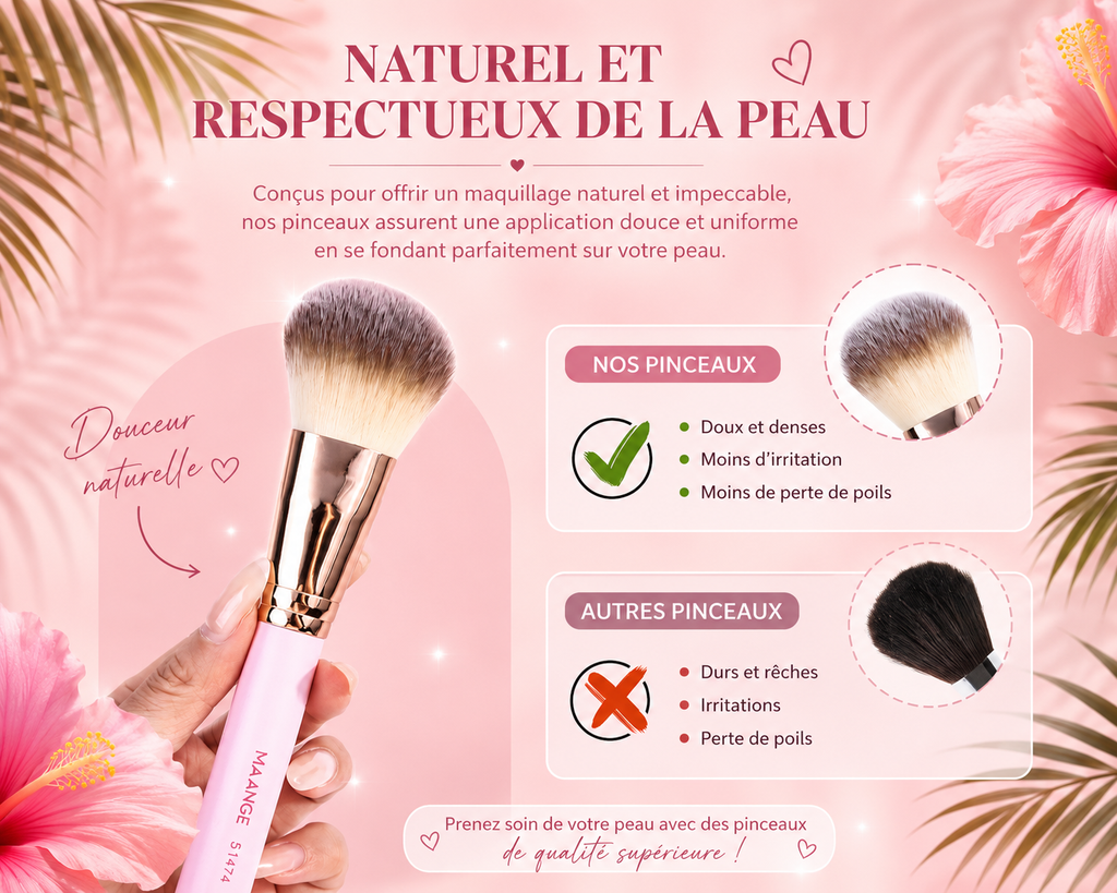 ✨ Set de 7 Pinceaux de Maquillage Professionnels – Teint & Yeux | Doux, Précis & Élégants 💕