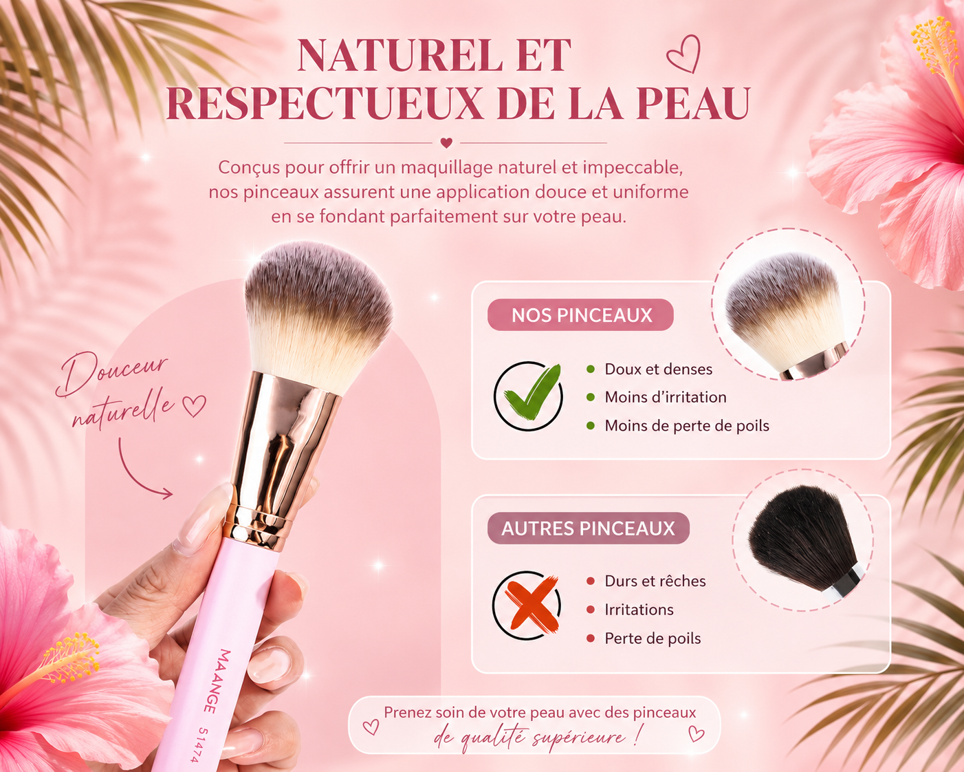 ✨ Set de 7 Pinceaux de Maquillage Professionnels – Teint & Yeux | Doux, Précis & Élégants 💕