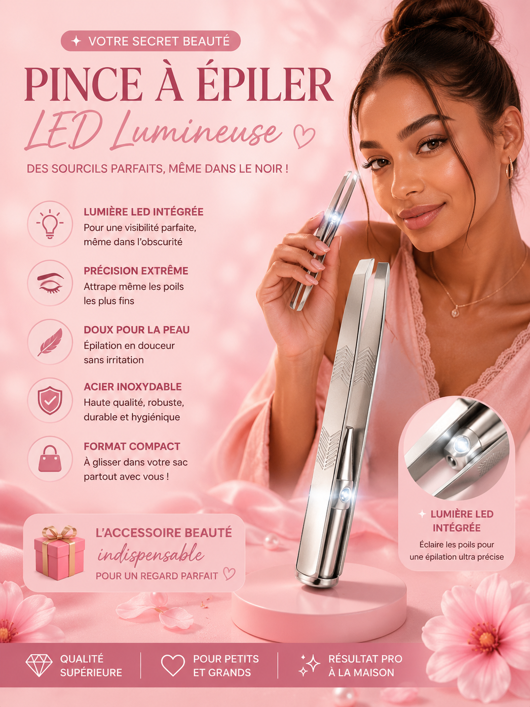 ✨ Pince à épiler LED de précision ✨