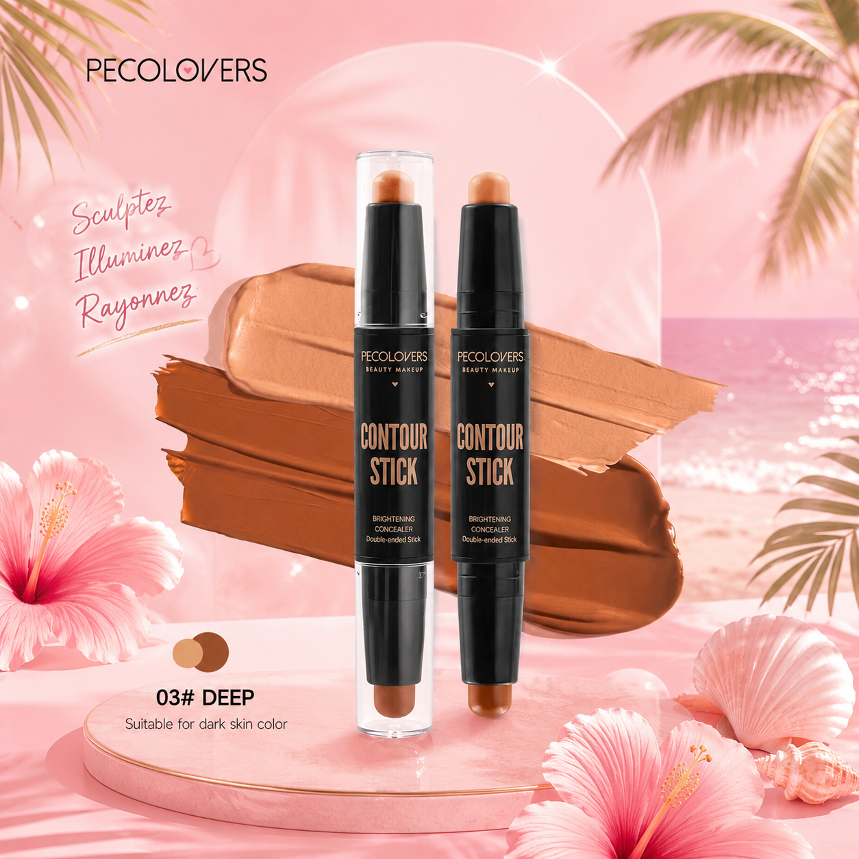 ✨💄 Stick Contour & Highlighter 2-en-1 Waterproof | Glow by Léna Island 💖