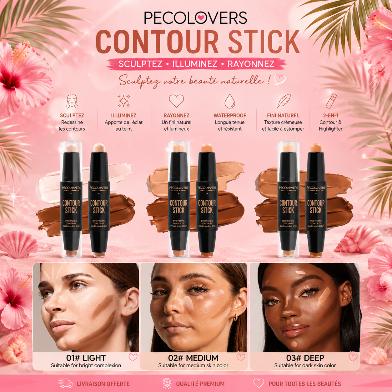 ✨💄 Stick Contour & Highlighter 2-en-1 Waterproof | Glow by Léna Island 💖